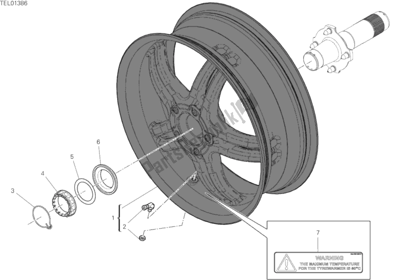 All parts for the Rear Wheel of the Ducati Superbike Superleggera V4 USA 998 2020